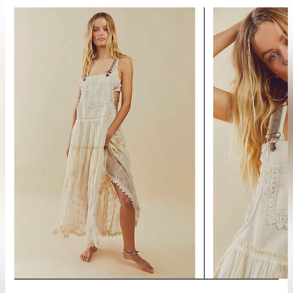 Free People Cream Lace Jumpsuit